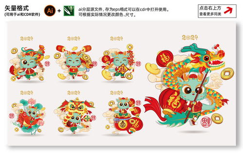龍年國(guó)潮動(dòng)漫風(fēng) 插畫卡通龍吉祥物設(shè)計(jì)模板賦能日用品包裝與動(dòng)漫創(chuàng)作